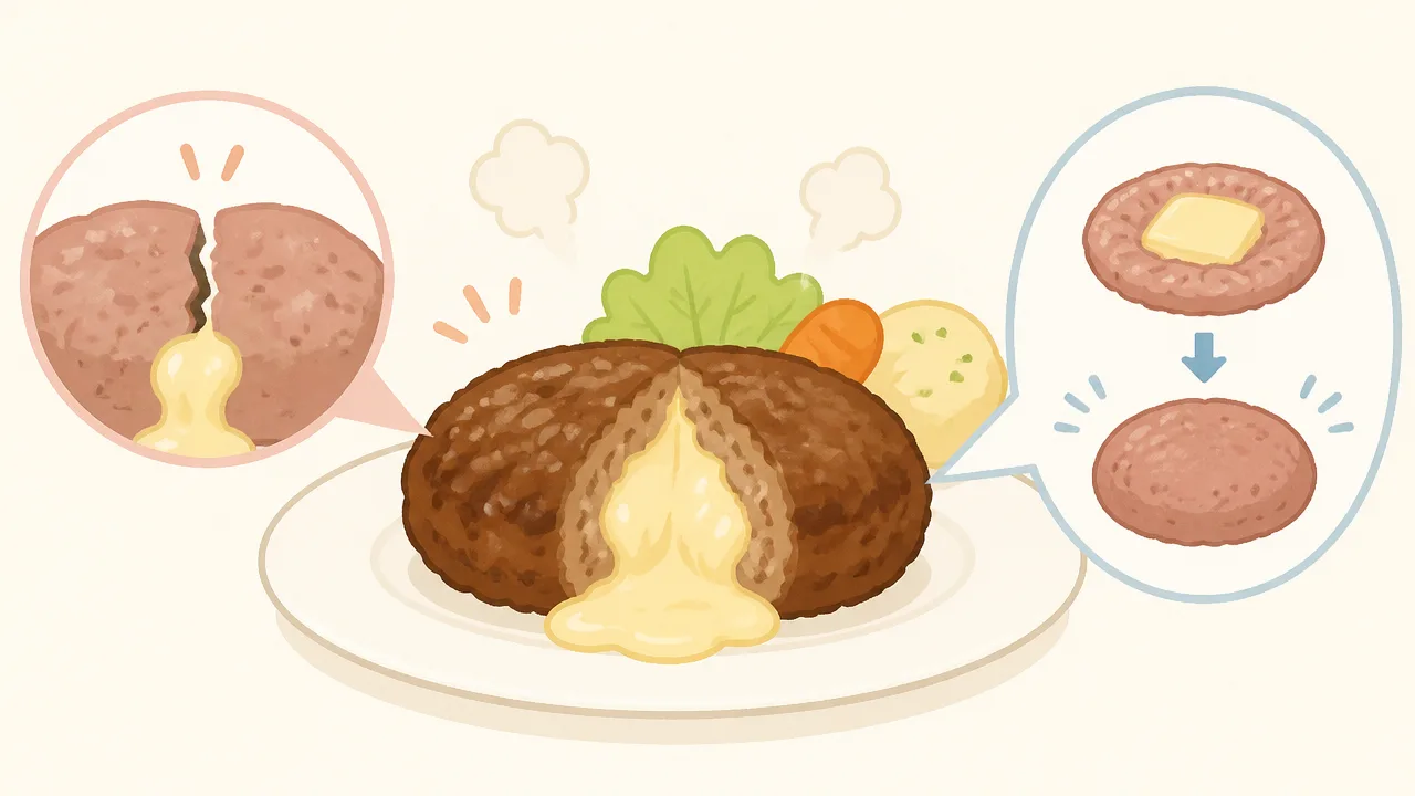 チーズインハンバーグからチーズが出る原因は?失敗を防ぐ包み方のコツ