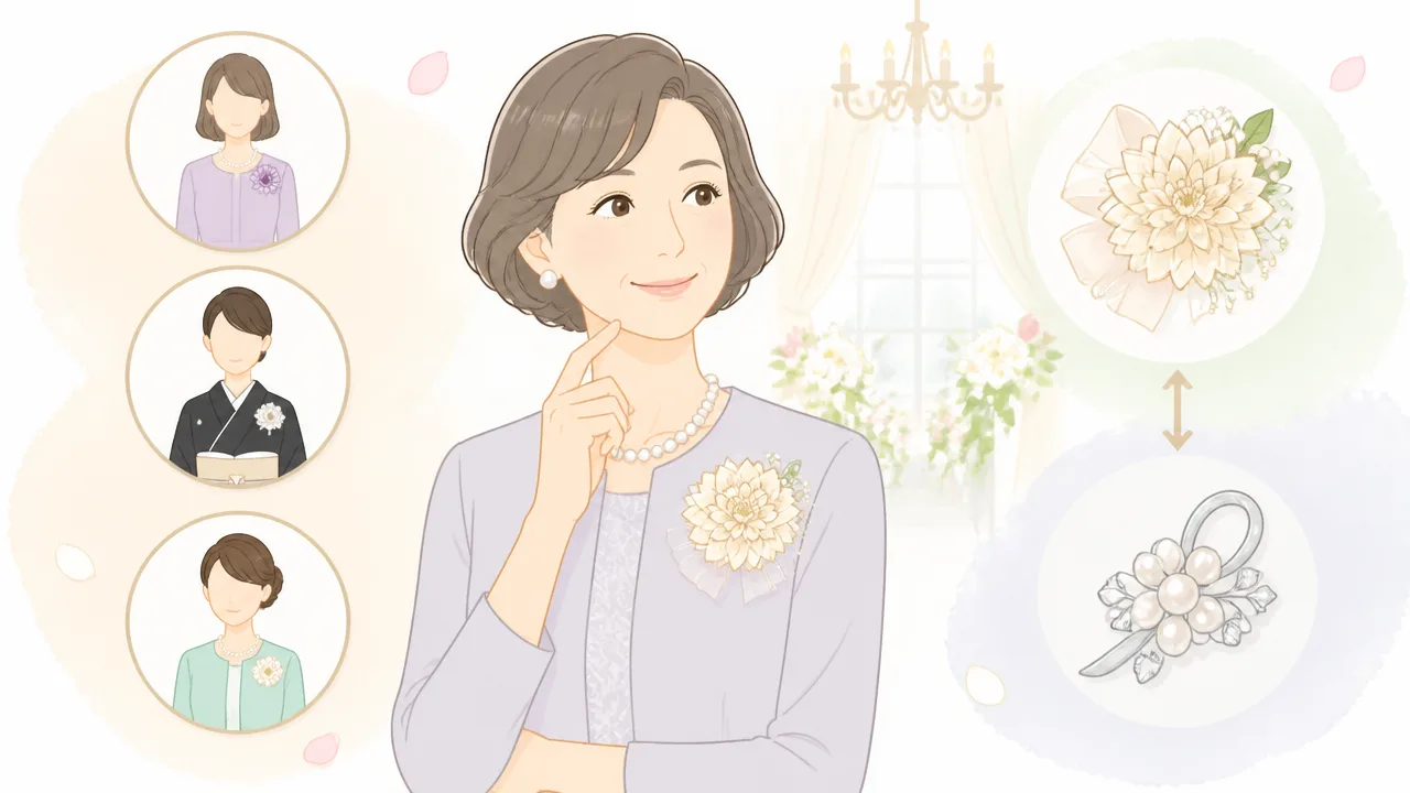 結婚式にはコサージュとブローチどっち?50代の選び方とマナー